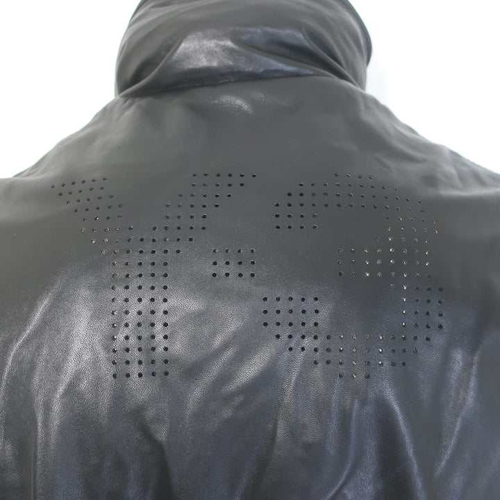 adidas Y-3 Perforated Logo Hooded Leather Jacket Black Size Medium