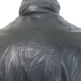 adidas Y-3 Perforated Logo Hooded Leather Jacket Black Size Medium