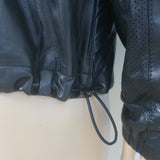 adidas Y-3 Perforated Logo Hooded Leather Jacket Black Size Medium