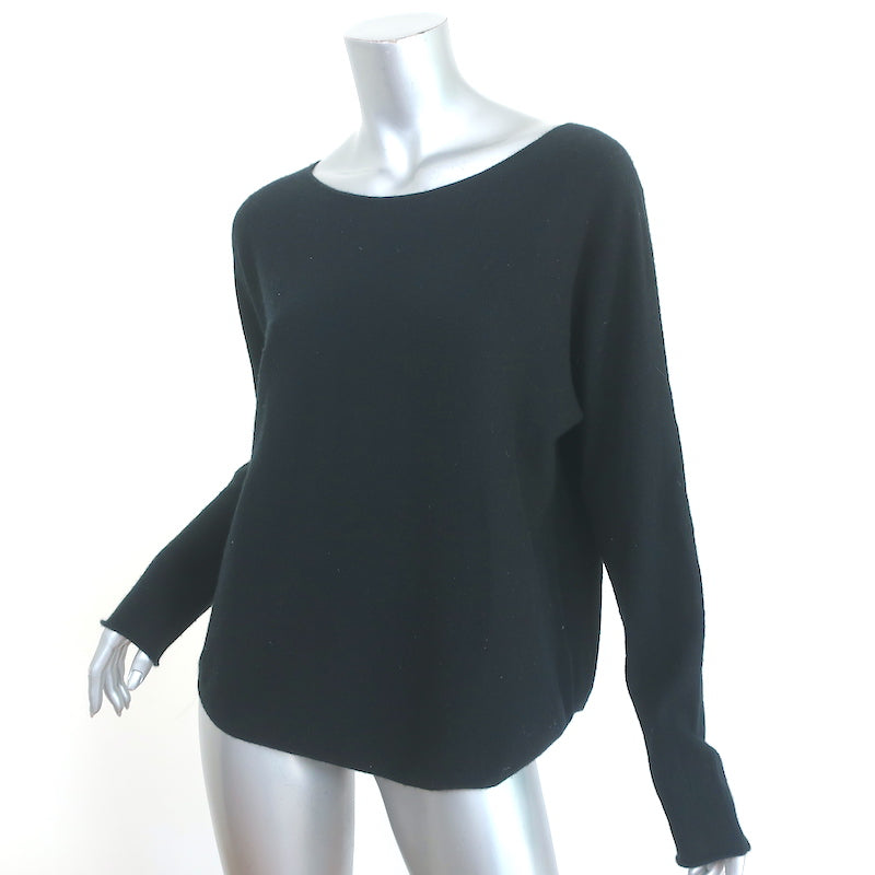 Vince Cashmere Boatneck Pullover Sweater Black Size Medium