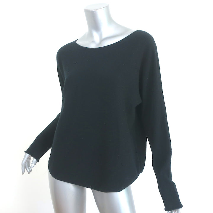 Vince Cashmere Boatneck Pullover Sweater Black Size Medium