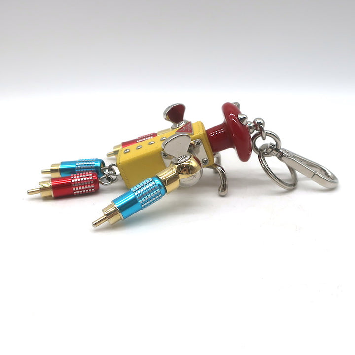 Prada Robot Keychain Bag Charm Yellow Saffiano Leather