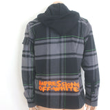 Off-White c/o Virgil Abloh Impressionism Flannel Plaid Jacket Gray Size Medium