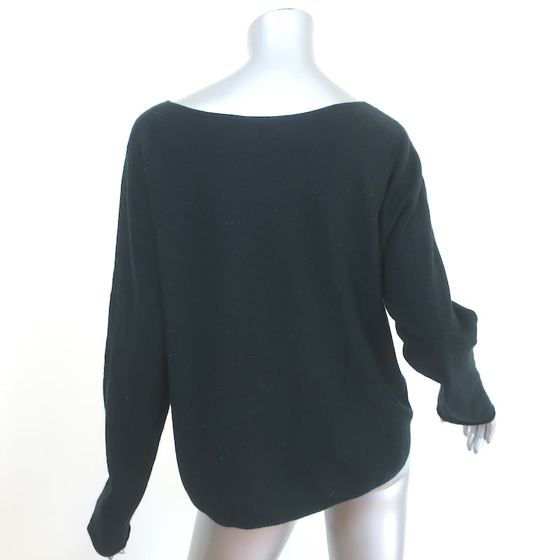 Vince Cashmere Boatneck Pullover Sweater Black Size Medium