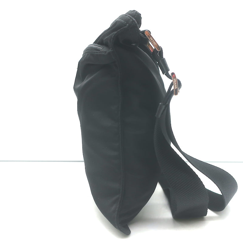 Prada Tessuto Nylon Front Pocket Flat Crossbody Bag Black