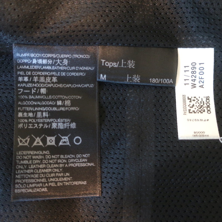 adidas Y-3 Perforated Logo Hooded Leather Jacket Black Size Medium