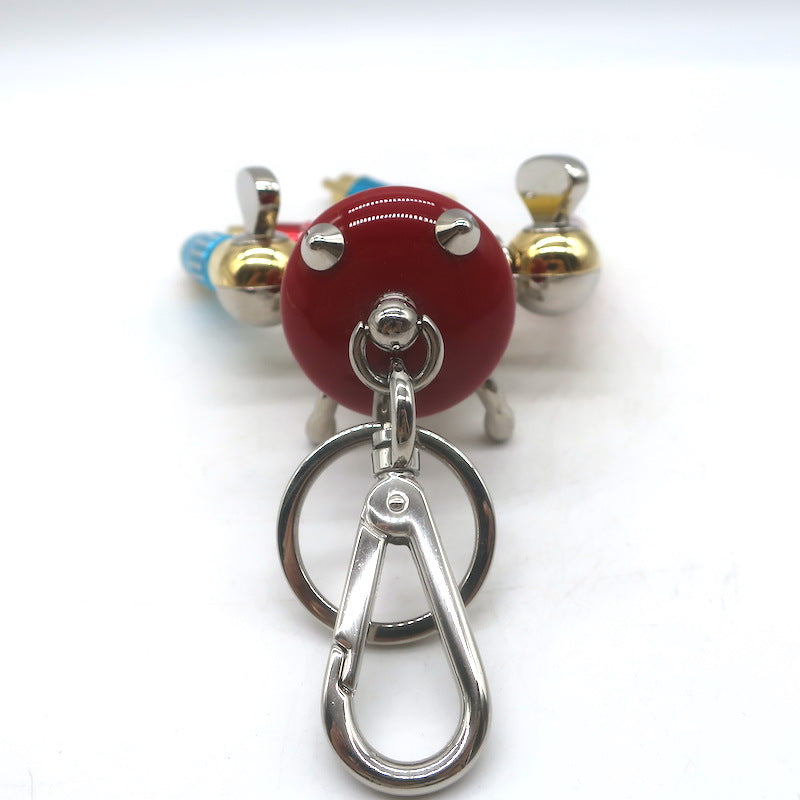 Prada Robot Keychain Bag Charm Yellow Saffiano Leather