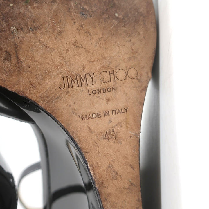 Jimmy Choo Brien Ankle Strap Wedge Sandals Black Patent Leather Size 41/US 10.5