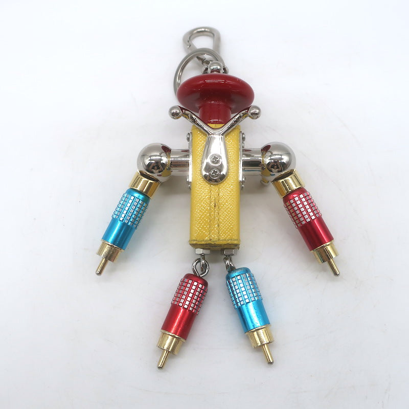 Prada Robot Keychain Bag Charm Yellow Saffiano Leather