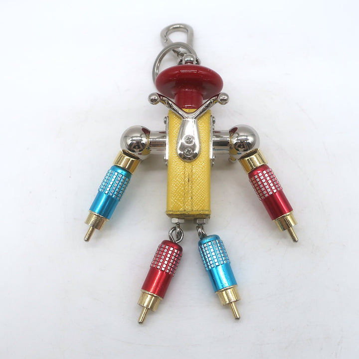 Prada Robot Keychain Bag Charm Yellow Saffiano Leather