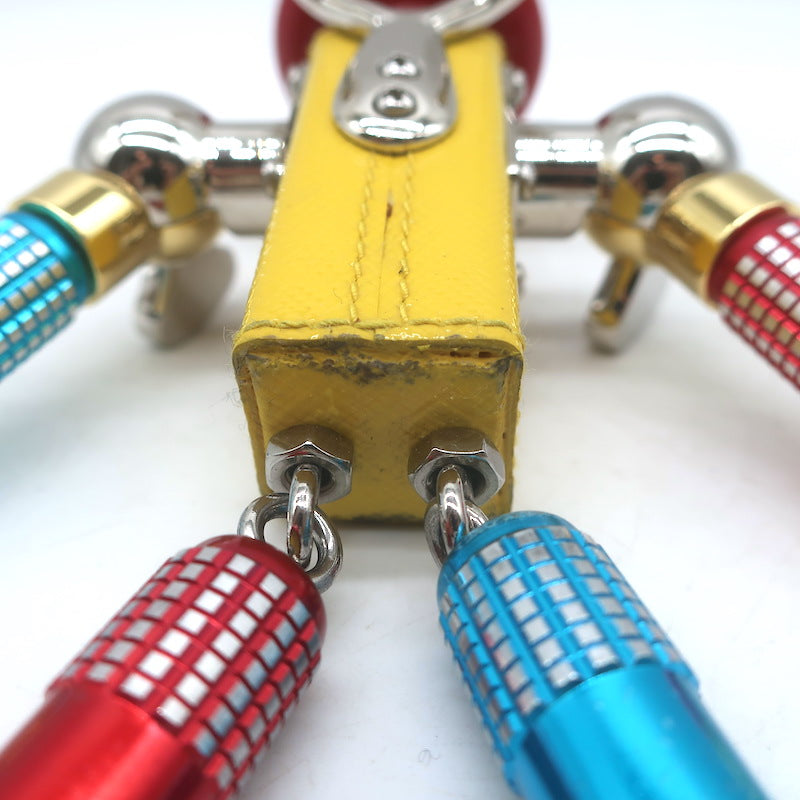 Prada Robot Keychain Bag Charm Yellow Saffiano Leather