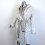 Louis Vuitton Reversible Signature Hooded Wrap Coat Taupe/Gray Monogram Size 36