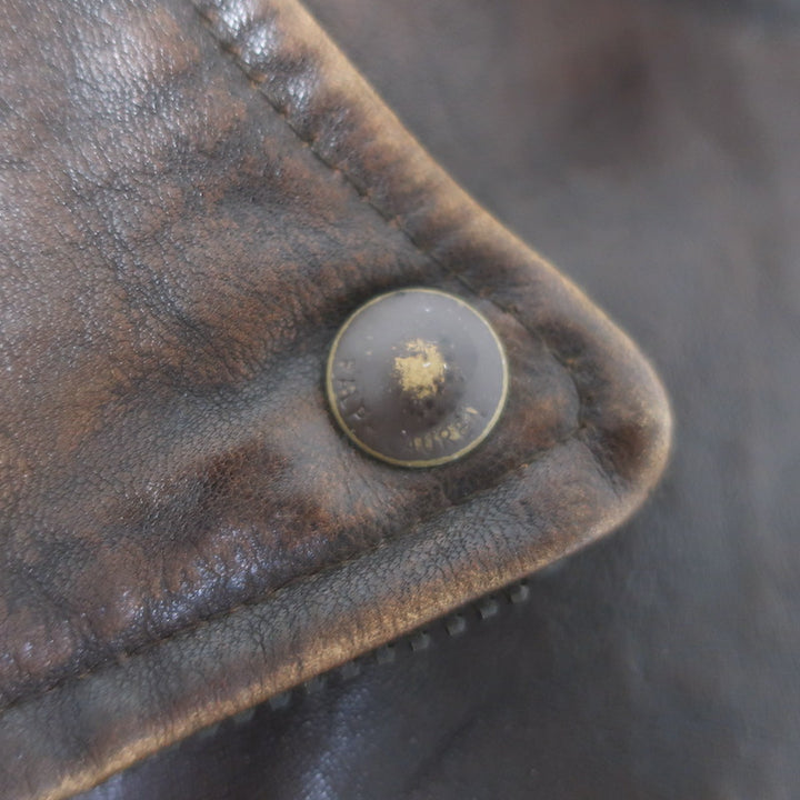 Polo Ralph Lauren Leather Lace Up-Side Moto Jacket Dark Brown Size Medium