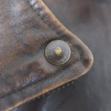 Polo Ralph Lauren Leather Lace Up-Side Moto Jacket Dark Brown Size Medium