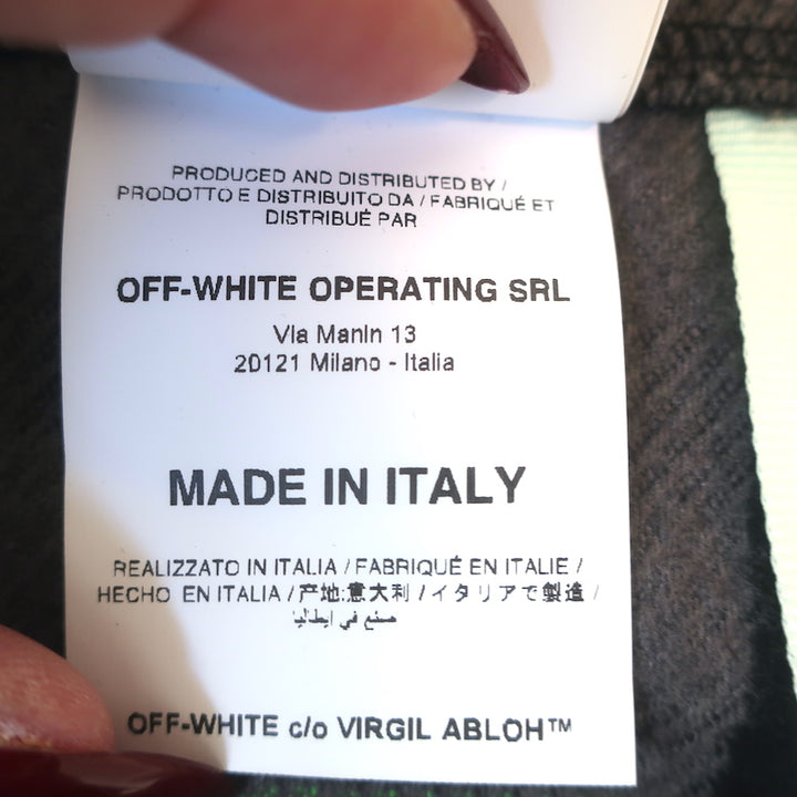 Off-White c/o Virgil Abloh Impressionism Flannel Plaid Jacket Gray Size Medium