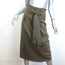 Vince Belted Leather Midi Skirt Olive Brown Size 00 NEW