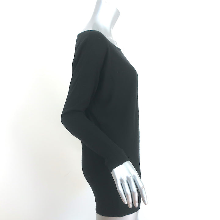 Vince Open-Back Sweater Black Cashmere-Blend Size Small Boatneck Pullover