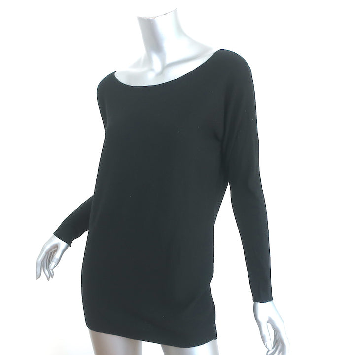Vince Open-Back Sweater Black Cashmere-Blend Size Small Boatneck Pullover