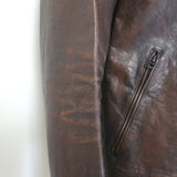 Polo Ralph Lauren Leather Lace Up-Side Moto Jacket Dark Brown Size Medium