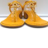 Chanel CC Chain Link T-Strap Sandals Yellow Quilted Leather Size 36