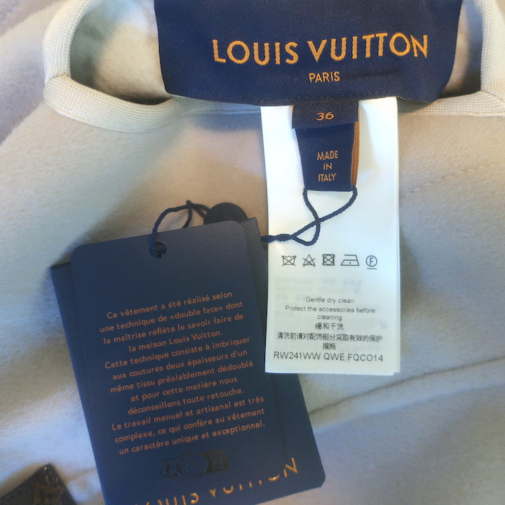 Louis Vuitton Reversible Signature Hooded Wrap Coat Taupe/Gray Monogram Size 36