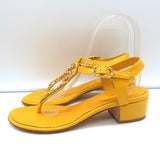 Chanel CC Chain Link T-Strap Sandals Yellow Quilted Leather Size 36