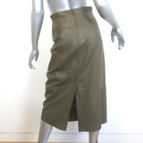 Vince Belted Leather Midi Skirt Olive Brown Size 00 NEW