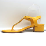 Chanel CC Chain Link T-Strap Sandals Yellow Quilted Leather Size 36