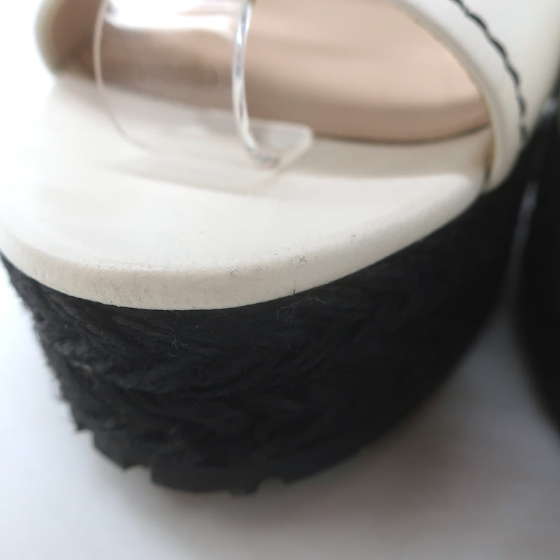 Bottega Veneta Intrecciato Platform Espadrille Wedge Sandals Black/White Size 41/ US 10.5