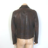 Polo Ralph Lauren Leather Lace Up-Side Moto Jacket Dark Brown Size Medium