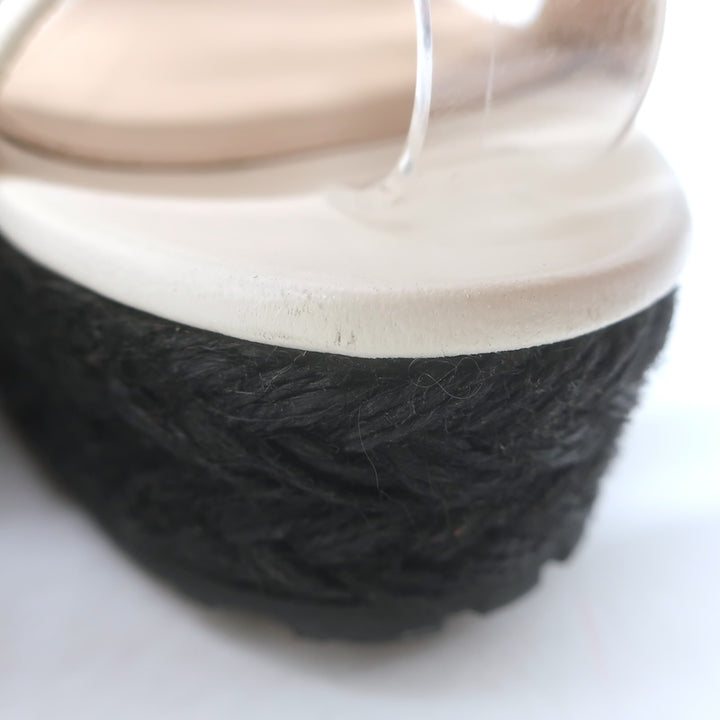Bottega Veneta Intrecciato Platform Espadrille Wedge Sandals Black/White Size 41/ US 10.5