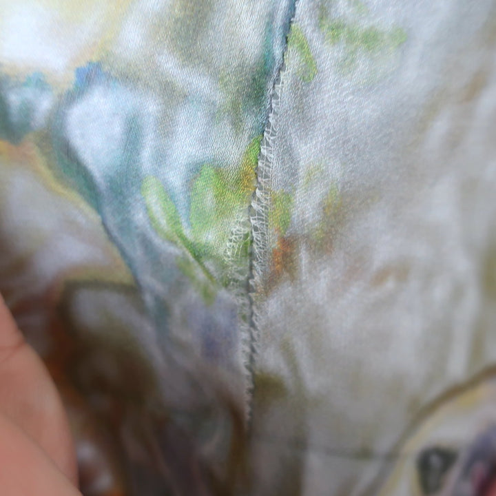 Dries Van Noten Cloudy Floral Print Button-Front Blouse Green/Multi Silk Size 42