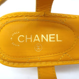 Chanel CC Chain Link T-Strap Sandals Yellow Quilted Leather Size 36