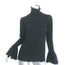 Co Bell Sleeve Turtleneck Sweater Black Wool-Blend Pointelle Knit Size Medium