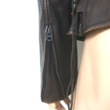 Polo Ralph Lauren Leather Lace Up-Side Moto Jacket Dark Brown Size Medium