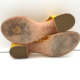 Chanel CC Chain Link T-Strap Sandals Yellow Quilted Leather Size 36