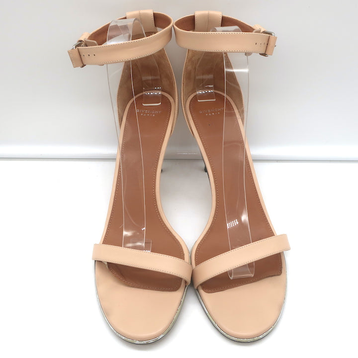 Givenchy Nadia Ankle Strap Sandals Nude Leather Size 41 Open Toe Heels