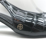ANINE BING Nina Slingback Pumps Black Croc-Embossed Patent Leather Size 39