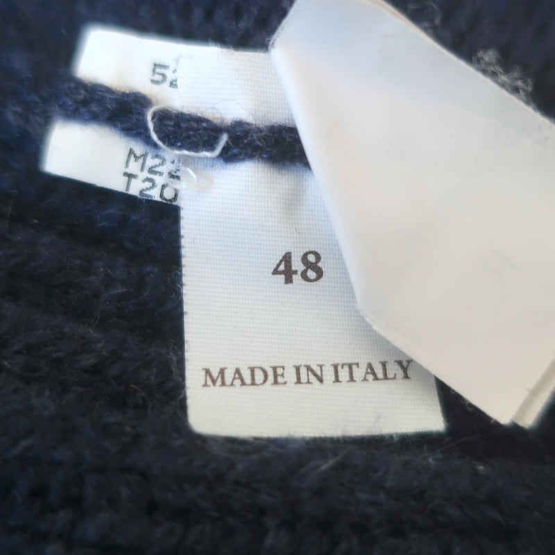 Brunello Cucinelli Ribbed Cashmere Crewneck Sweater Navy Size 48