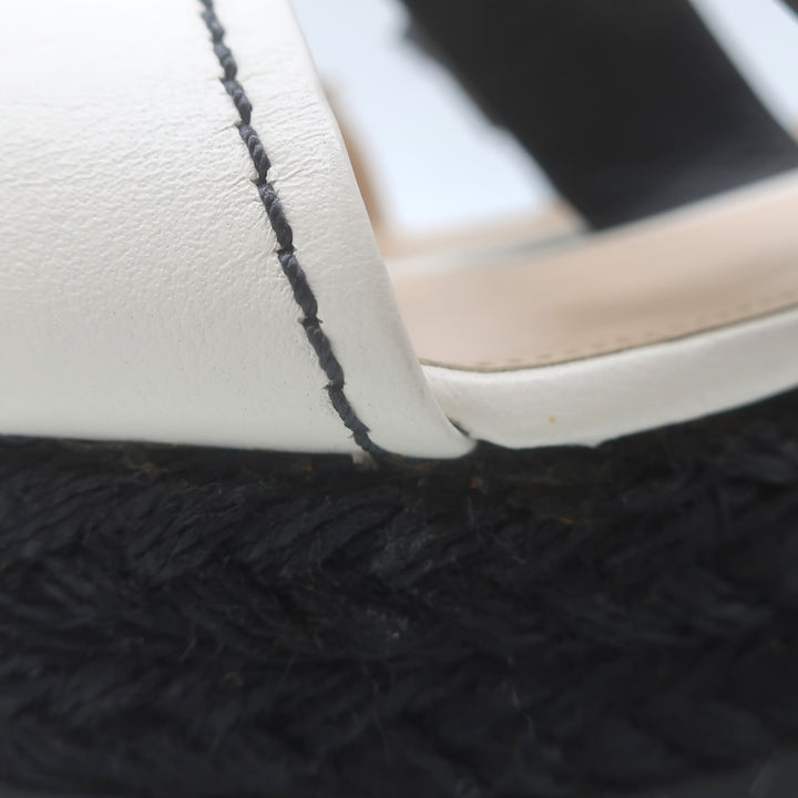 Bottega Veneta Intrecciato Platform Espadrille Wedge Sandals Black/White Size 41/ US 10.5