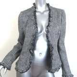 Armani Collezioni Fringed Metallic Tweed Jacket Navy/White Size 6