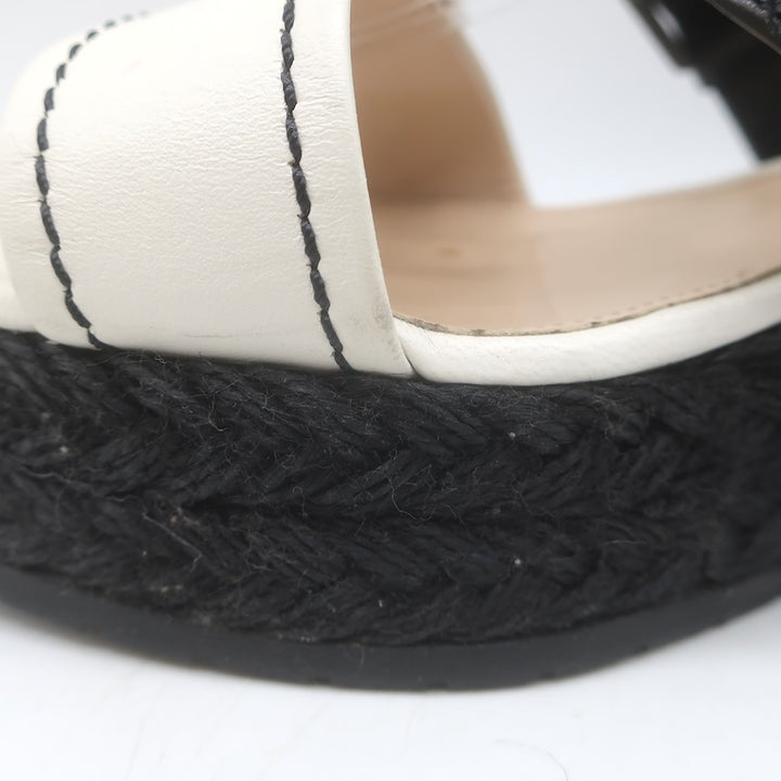 Bottega Veneta Intrecciato Platform Espadrille Wedge Sandals Black/White Size 41/ US 10.5