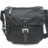 Prada Vela Small Hunting Bag Black Nylon Buckle Flap Crossbody
