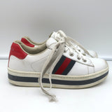 Gucci Kids Ace Platform Sneakers White Leather Size 33