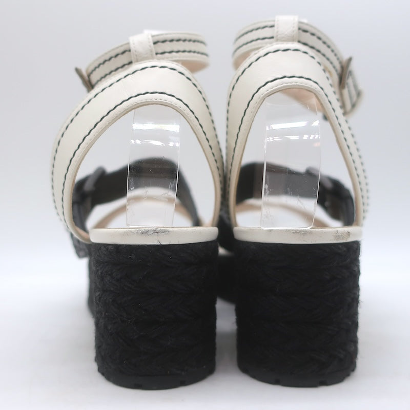Bottega Veneta Intrecciato Platform Espadrille Wedge Sandals Black/White Size 41/ US 10.5
