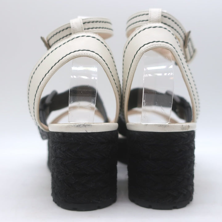 Bottega Veneta Intrecciato Platform Espadrille Wedge Sandals Black/White Size 41/ US 10.5