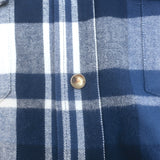 Brunello Cucinelli Plaid Flannel Snap-Front Shirt Blue/White Cotton Size Small