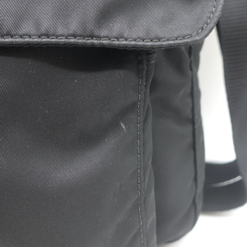 Prada Vela Small Hunting Bag Black Nylon Buckle Flap Crossbody