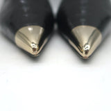 ANINE BING Nina Slingback Pumps Black Croc-Embossed Patent Leather Size 39