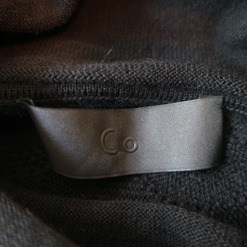 Co Bell Sleeve Turtleneck Sweater Black Wool-Blend Pointelle Knit Size Medium
